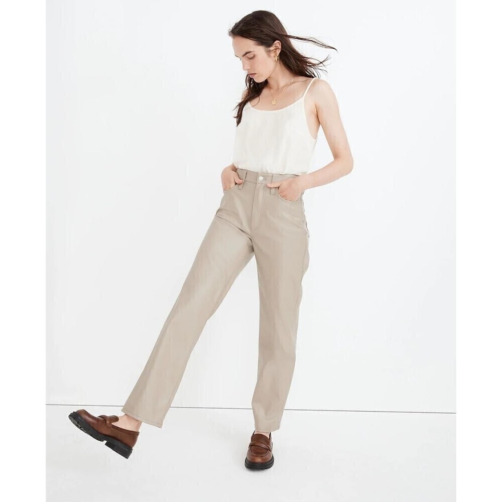 MADEWELL The Perfect High-Rise Petite Faux Leather Pants in Pumice size 23P NWOT